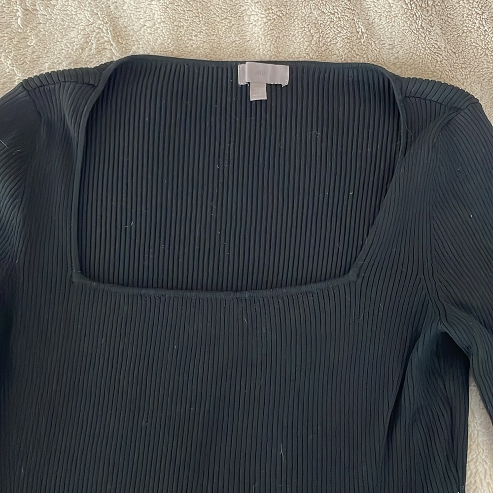 Brand new H&M black XL top square neck shirt blouse